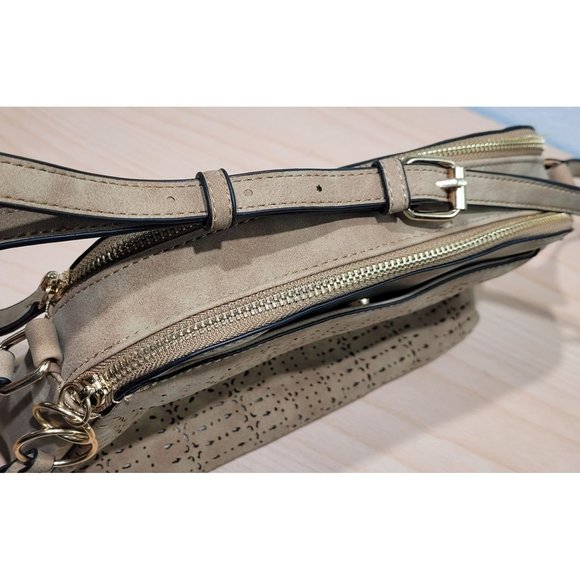 New Violet Ray Purse Tan Faux Leather Lasercut Crossbody Shoulder Bag - Picture 5 of 10